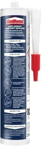 UniBond Anti-Mould White, Waterproof Mould Protection Kitchen & Bathroom Sealant, Long-lasting White Silicone Sealant, Powerful Shower Sealant, 1 x 274g Cartridge - Image 6