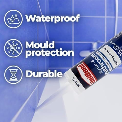 UniBond Anti-Mould White, Waterproof Mould Protection Kitchen & Bathroom Sealant, Long-lasting White Silicone Sealant, Powerful Shower Sealant, 1 x 274g Cartridge - Image 5