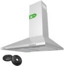 CIARRA Cooker Hoods 60cm CBCS6201 Stainless Steel Chimney vent Hood 600mm with Carbon Filters Recirculating Ducting Wall Mounted Kitchen Ventilation Extractor Fan