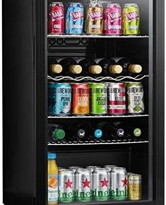 Subcold Super85 LED - Under-Counter Fridge | 85L Beer, Wine & Drinks Fridge | LED Light + Lock and Key | Energy Efficient (Black, 85L)… [Energy Class E]