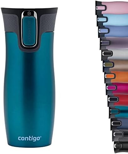 Contigo West Loop Autoseal Travel Stainless Steel Thermal Vacuum Flask, Leakproof Tumbler, Coffee Mug with BPA Free Easy-Clean Lid, 470 ml, Bay