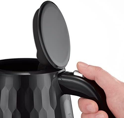 Russell Hobbs Honeycomb Electric 1.7L Cordless Kettle (Fast Boil 3KW, Black premium plastic, matt & high gloss finish, Removable washable anti-scale filter, Push button lid, Perfect pour spout) 26051 - Image 5