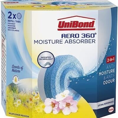 UniBond AERO 360° Moisture Absorber Wildflower Meadow Refill Tab, Aromatherapy, Ultra-Absorbent and Odour-Neutralising, for AERO 360° Dehumidifier, Condensation Absorbers, Twin Pack (2 x 450g)
