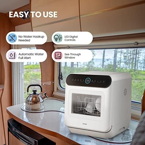COMFEE' Mini Plus Dishwasher TD305-W Compact Table Top Dishwasher with 3 Place Settings, 7 Programmes, Touch Control, LED Display, Delay Start and Off-peak Wash Function - White - Image 3
