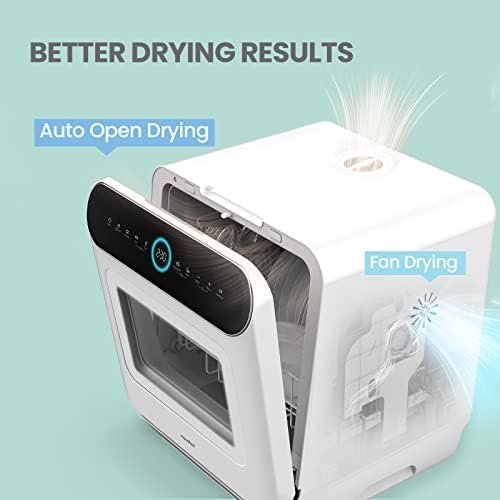 COMFEE' Mini Plus Dishwasher TD305-W Compact Table Top Dishwasher with 3 Place Settings, 7 Programmes, Touch Control, LED Display, Delay Start and Off-peak Wash Function - White - Image 2