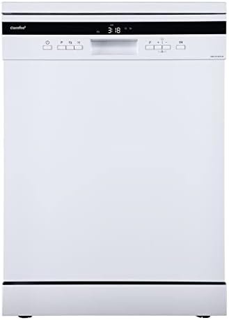 COMFEE' Freestanding Dishwasher FD1435E-W with 14 place settings, Full Size, 44dB, Wide LED Display, Delay Start, Half Load Function, Flexible Racks, White (KWH-FD1435E-W)
