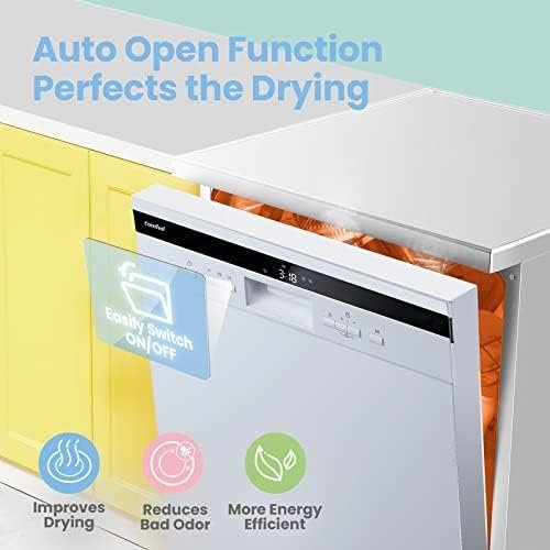 COMFEE' Freestanding Dishwasher FD1435E-W with 14 place settings, Full Size, 44dB, Wide LED Display, Delay Start, Half Load Function, Flexible Racks, White (KWH-FD1435E-W) - Image 3