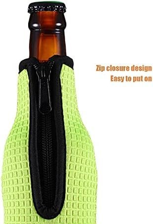 WK ieason Beer Bottle Sleeve Insulators 12oz 330ml Standard Beer Bottle Cooler Covers Zip-up Bottle Jacket 12OZ Beer Bottle Holder Non-Slip Thick Neoprene Sleeves (Orange/Green/Black/Light Blue) - Image 2