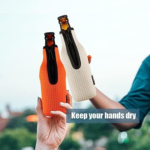WK ieason Beer Bottle Sleeve Insulators 12oz 330ml Standard Beer Bottle Cooler Covers Zip-up Bottle Jacket 12OZ Beer Bottle Holder Non-Slip Thick Neoprene Sleeves (Orange/Green/Black/Light Blue) - Image 4