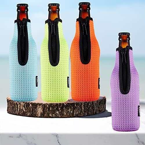 WK ieason Beer Bottle Sleeve Insulators 12oz 330ml Standard Beer Bottle Cooler Covers Zip-up Bottle Jacket 12OZ Beer Bottle Holder Non-Slip Thick Neoprene Sleeves (Orange/Green/Black/Light Blue) - Image 3
