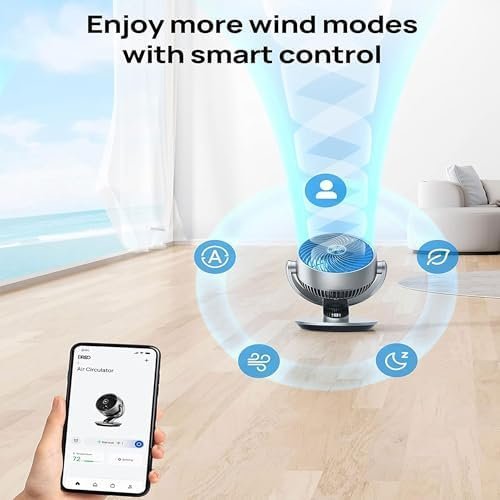 Dreo Smart Table Fan for Bedroom, 28dB Silent Air Circulator Fan with Remote, 7 Inch Diameter Cooling Quiet Desk Fan, 120° Vertical Manual+90° Horizontal Oscillating, 4 Speeds, 5 Modes, 12H Timer - Image 3