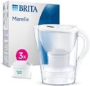 BRITA Marella Water Filter Jug White (2.4L) Starter Pack incl. 3x MAXTRA PRO All-in-1 cartridge - fridge-fitting jug with digital LTI and Flip-Lid - now in sustainable Smart Box packaging