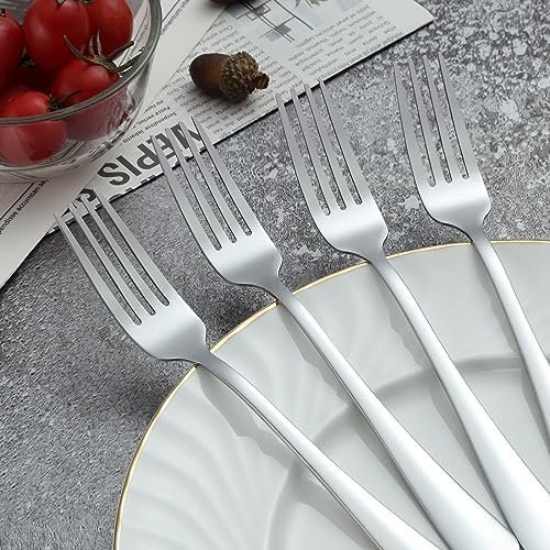 BEWOS Silver Forks 24 Pieces, Stainless Steel Forks Set, 8 Inches (20.3 Cm) Silver Fork Set, Table Forks, Cutlery Forks, Mirror Polished, Dishwasher Safe, Suitable for Household, Restaurant, Canteen - Image 3