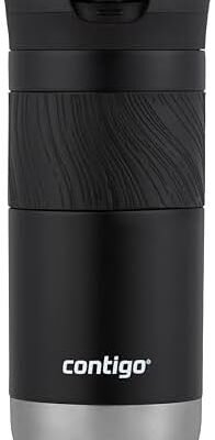 Contigo Byron 2.0 Snapseal Travel Mug,Stainless Steel Thermal Mug,Vacuum Flask,Leakproof Tumbler,Coffee to Go Mug with Bpa Free Easy-Clean Lid,Licorice,470 Ml
