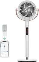 Dreo 43 Inch Smart Pedestal Fan for Bedroom, 25dB Silent Standing Fan with Remote, 120°+105° Oscillating Air Circulator Fan, 6 Modes, 8 Speeds, Works with Alexa/Google, PolyFan 513S, White