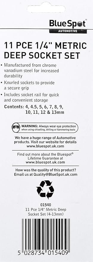 Blue Spot Tools 01540 1/4 Inch Deep Metric Socket Set, multi - Image 3