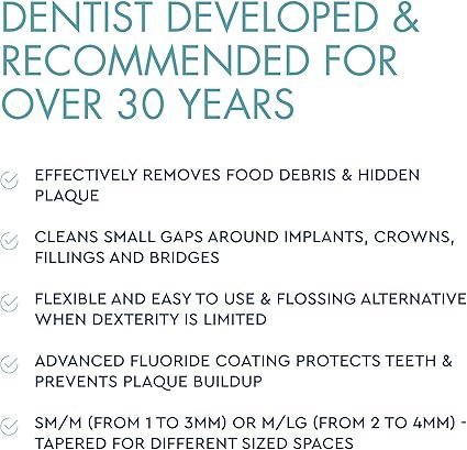 UltraDEX Wire Free Interdental Brush, Wire Free Flexible Floss Aid, Fluoride Coated, Medium/Large 20 Pack White - Image 3