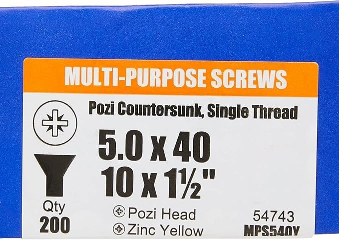 ForgeFix Multi-Purpose Single Thread Screws | 5.0 x 40mm | Zinc Yellow Passivated | Box 200 - Image 4